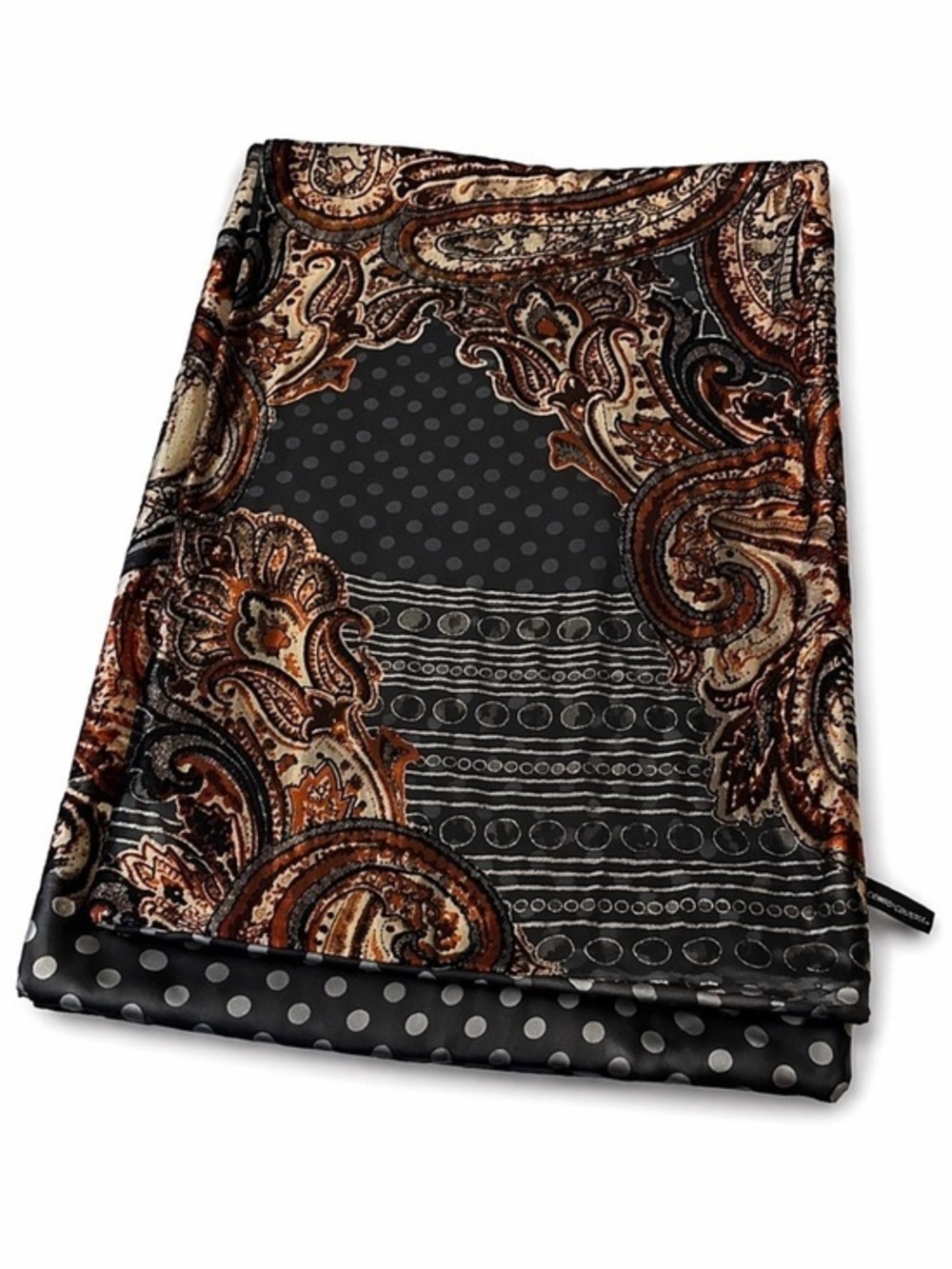 Cynthia Rowley Paisley Silk Blend Velvet Scarf Polka Dot Boho Designer Wrap